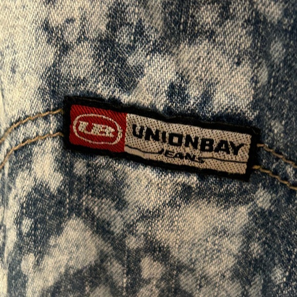 VINTAGE Unionbay Shorts Overalls Womens Indigo Denim Logo Cotton - Picture 7 of 16